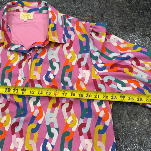 SSYS The Label Colorful Pattern Ruffle Hem Shirt Dress XXL - Picture 3 of 4